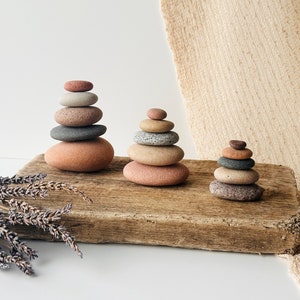 Zen stones, stacked rocks, coastal home decor, yoga gifts for class, mantel decor rustic, bathroom shelf decor boho, living room accents