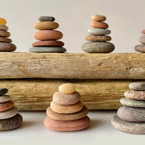 Shelf decor objects aesthetic, spa bathroom decor, cairn stones, boho shelf decor small, stacking pebbles, Zen garden stone, calming gifts