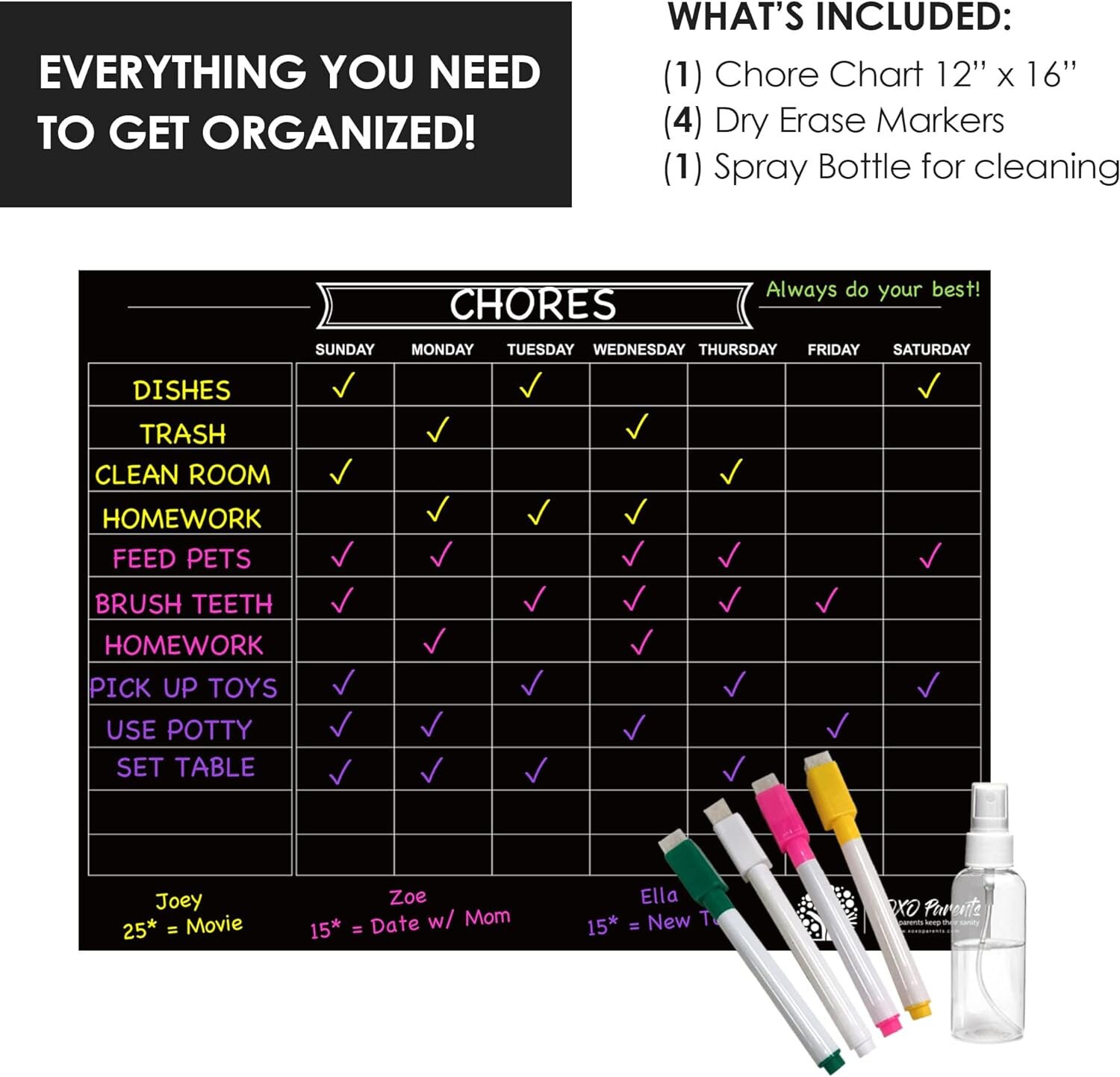 Magnetic Chore Chart and Dry Erase Family Calendar 3pk Includes to Do ...