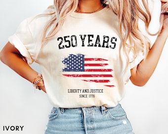 Comfort Colors® USA 250 Shirt, 250th Anniversary Independence Day Shirt, Patriotic American Flag Tee, Fourth Of July Gift, Vintage Retro