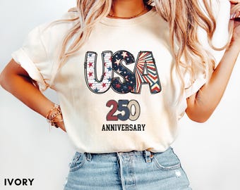Comfort Colors USA 250th Anniversary T-Shirt, Patriotic Tee