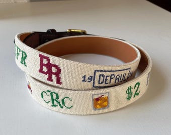 Custom Needlepoint "Life" Belt