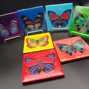 Butterfly - Resin on Ceramic Tile Coasters