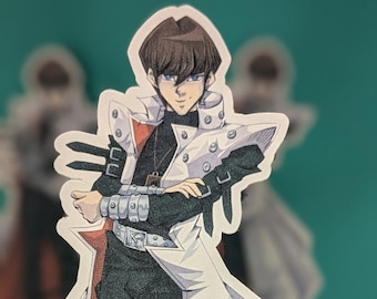 Screw The Rules, I Have Money, 5x2/75in matte sticker, kaiba seto, card game, anime, fan art, white suit, blue eyes, white dragon, nostalgia