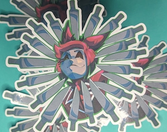 Hazbin Hotel Matte Alastor All Knife cat meme 4.5in sticker fanart gift three by five inches Radio Demon furry ear character Vivziepop