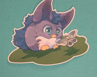 Furby Sticker 3.5in x 4in MATTE cute nostalgic with moth furry pet friend baby 90s core