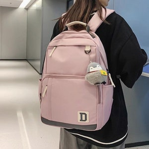 Nylon Backpack Waterproof Travel Multiple Pockets Bag for Women Everyday Bag College Bag Gift for Her with Cute Doll