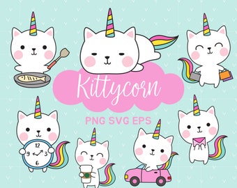 Unicorn icons, clipart, vector graphics, clip art, digital images, fairy, Cat clipart, kitten cats kitty clipart, Commercial Use