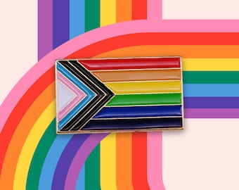 Progress Enamel Pin | Progressive Pride Lapel Pins | Golden Rainbow Lapel Pins