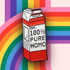 100% Pure Homo Enamel Pin Funny Gay and Lesbian Pride Pins Co-worker and Friend Gifts image 1