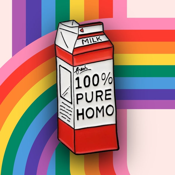 100% Pure Homo Enamel Pin | Funny Gay and Lesbian Pride Pins | Co-worker and Friend Gifts