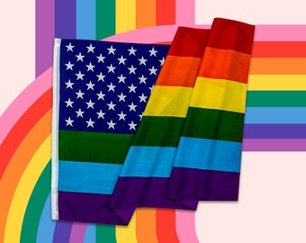 USA Pride Flag | American Stars and Rainbow Stripes Pride Flag | LGBTQ