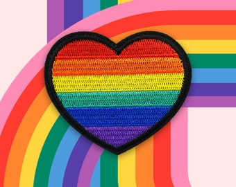LGBTQ+ Rainbow Heart Patch | Gay Pride Badge | Iron On Patch