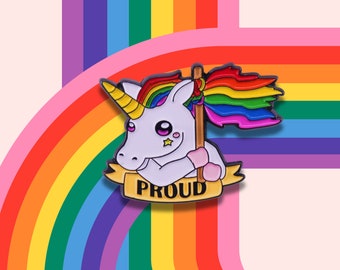 LGBTQ+ Proud Unicorn Pin | Rainbow Pride Flag Enamel Pin | Cute Lapel Pins