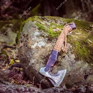 Unique Holiday Gift for Him - PERSONALIZED VIKING AXE, Best Wedding Anniversary Gift, Hight Quality Gift for Dad, Handmade Carbon Steel axe