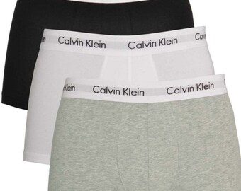 CALVIN KLEIN Men's Boxers Trunk Underwear 3 Pack Cotton Stretch Grey, White & Black On sale