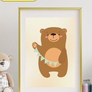 Teddy Bear Animal Print, Teddy Bear Nursery Wall Art, Digital Animal Print, Cute Bear Wall Art, Baby Animal Print, Downloadable Nursery Art