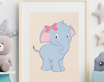 Väggkonst för barnkammare med elefantmotiv, dekoration för elefanter, söt konst för barnkammare med elefantmotiv, ny babyshowerpresent, babyrumsdekor, digital nedladdning