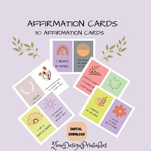Set of 5 Affirmation Stock Cards, Affirmation Cards, Inspirational Cards, Positive Quote Flash Cards, Promotes Self-Esteem and Confidence