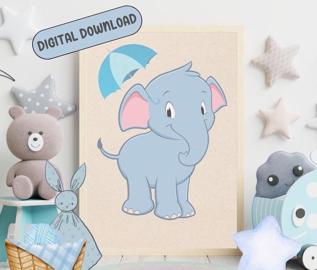Baby Elephant Nursery Wall Art, Elephant Nursery Decor, Cute Elephant ...