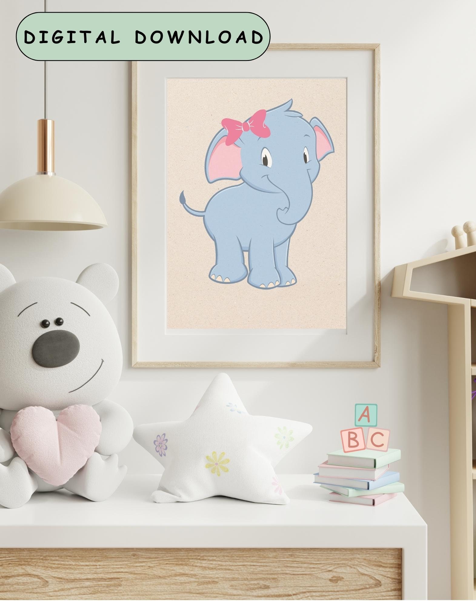 Baby Elephant Nursery Wall Art, Elephant Nursery Decor, Cute Elephant ...