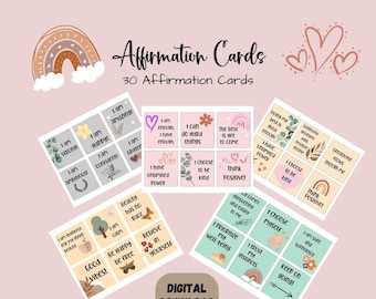 Set von 5 Affirmationskarten, Affirmationskarten, Inspirationskarten, Flashkarten mit positiven Zitaten, fördert das Selbstwertgefühl und das Selbstvertrauen