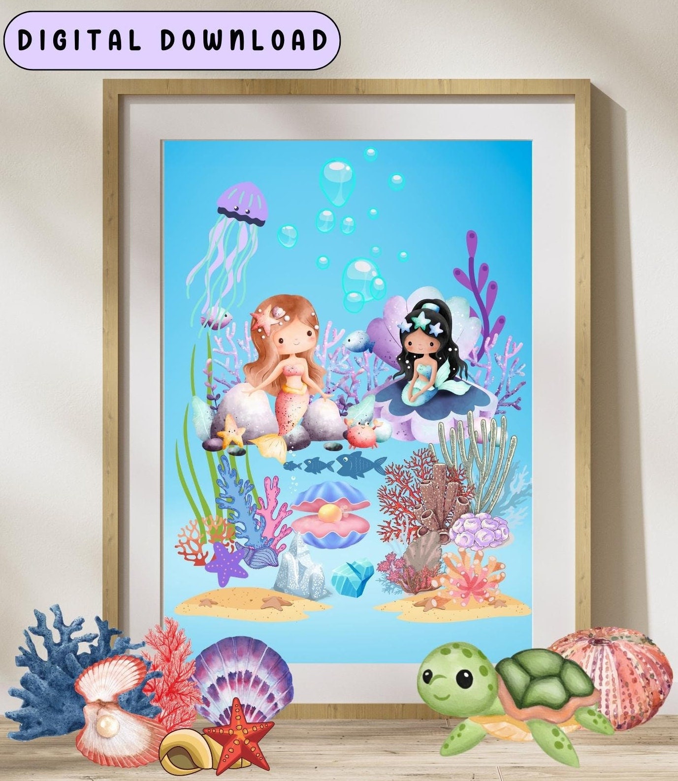 Nursery Wall Art Little Mermaids Wall Art Mermaids Nursery Etsy