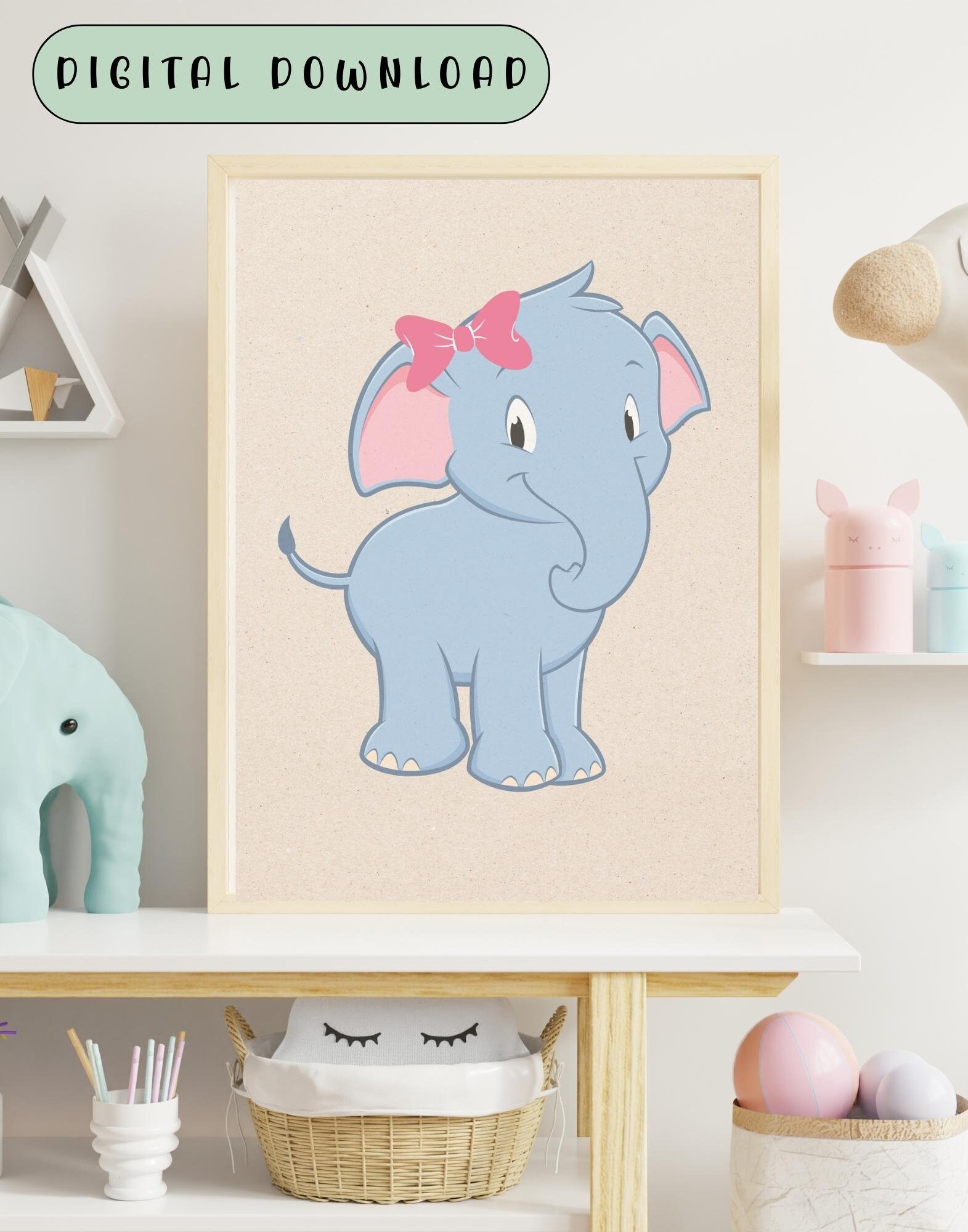 Baby Elephant Nursery Wall Art, Elephant Nursery Decor, Cute Elephant ...