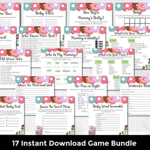 Donut Baby Sprinkle Game Bundle, Baby Sprinkle Games, Gender Neutral, Instant Download Printable Games