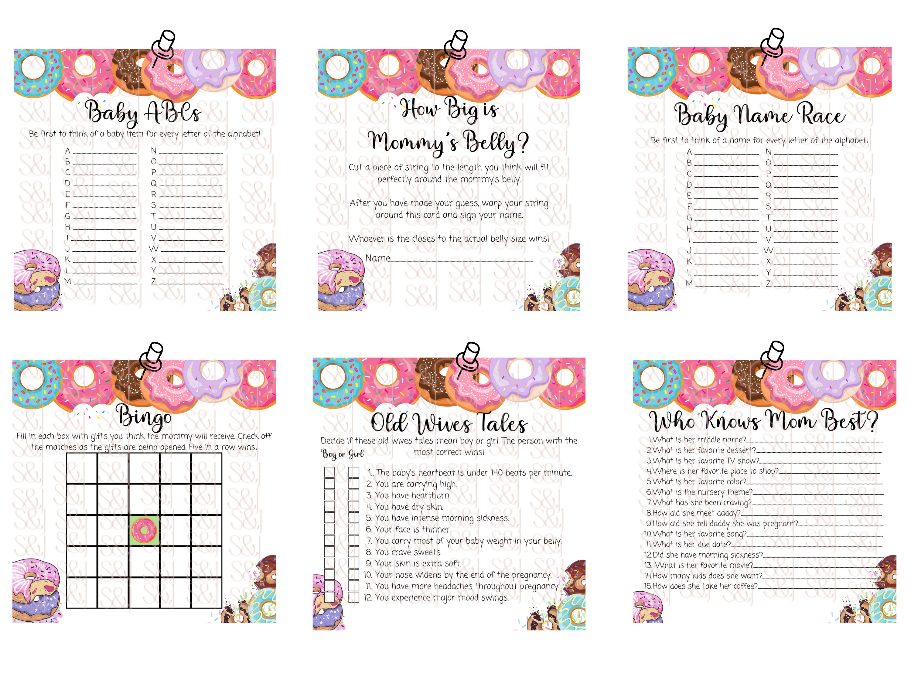 Donut Baby Sprinkle Game Bundle, Baby Sprinkle Games, Gender Neutral ...