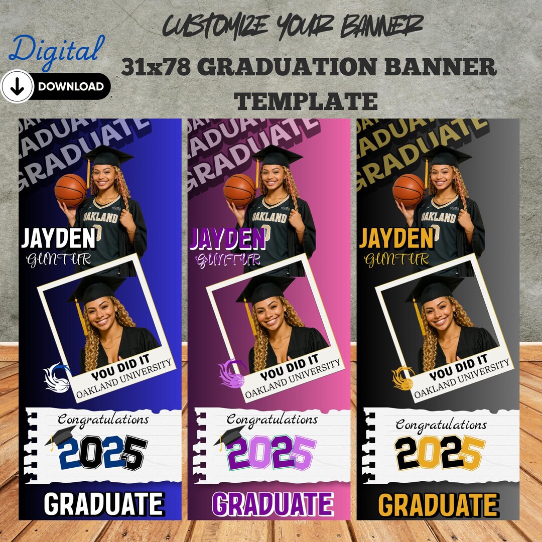 Editable Graduation Banner Template (31x78 In) Printable Canva Design