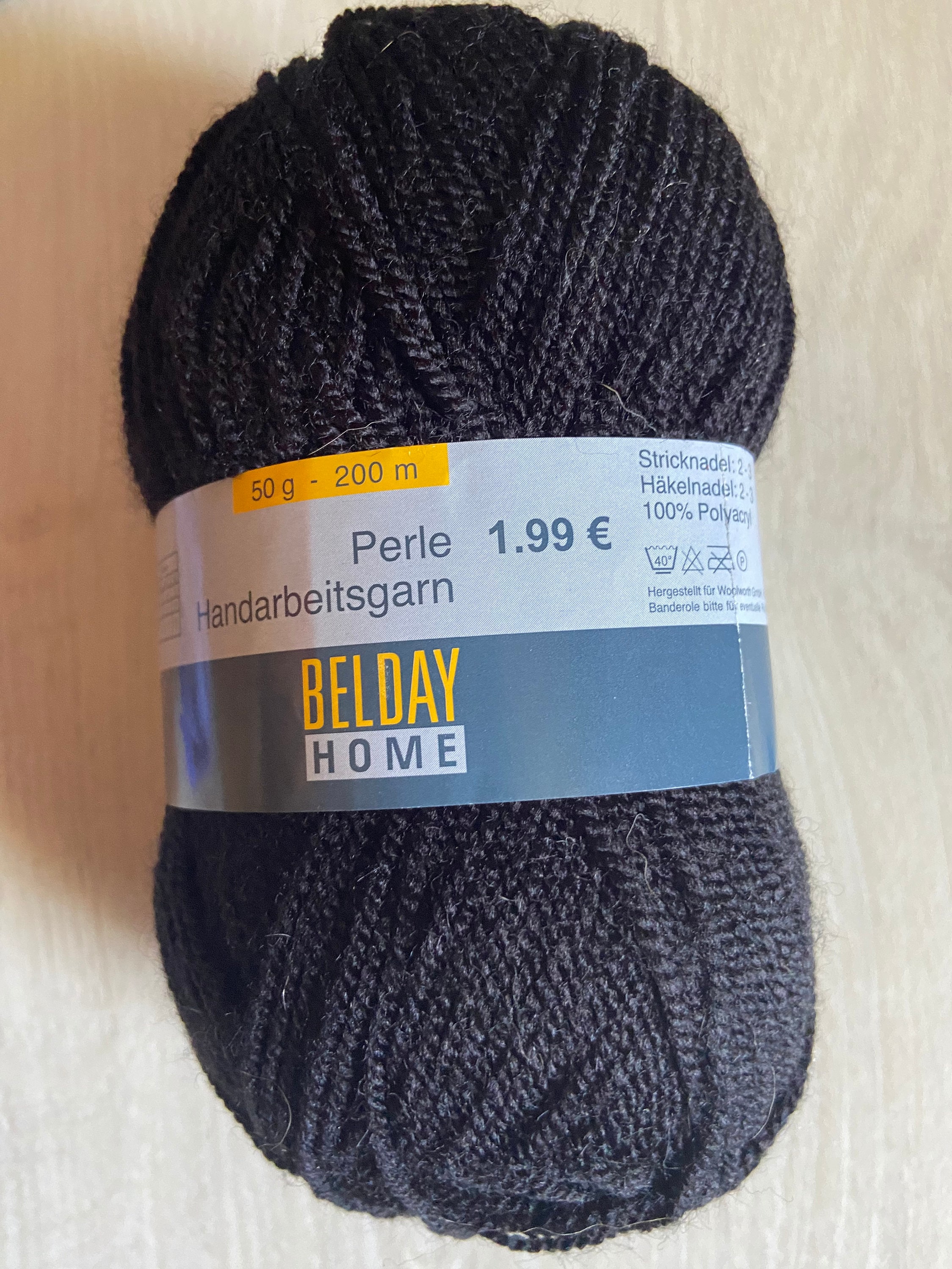 Black Beaded Yarn for Socks, 50g 200m