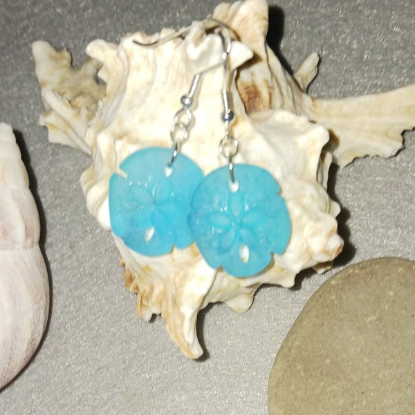 Sea Glass Sand Dollar Earrings