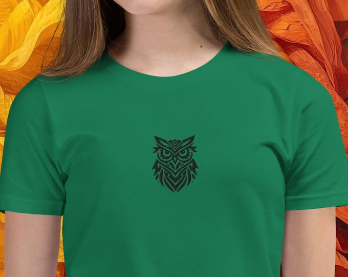 Kids Owl Embroidered T-Shirt | Fun Youth Apparel Design