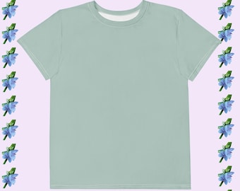 Comfortable Youth Crew Neck T-Shirt in Opal Green Cotton