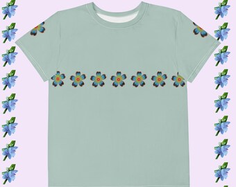 Cotton Boho Floral Youth T-Shirt - Crew Neck Design