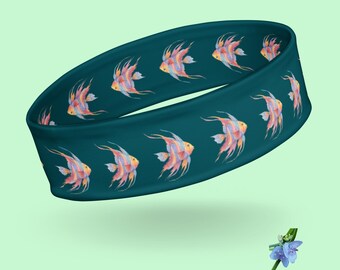 Watercolor Angelfish Headband in Green-Blue