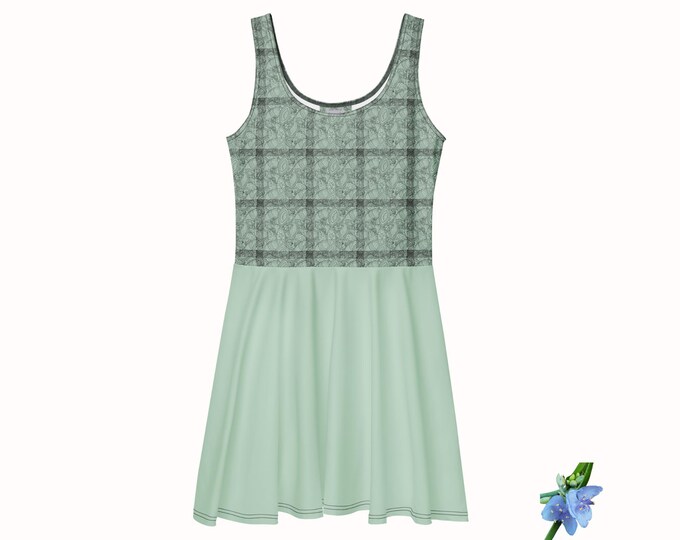 Summer Skater Dress in Green with Lace Bodice Design