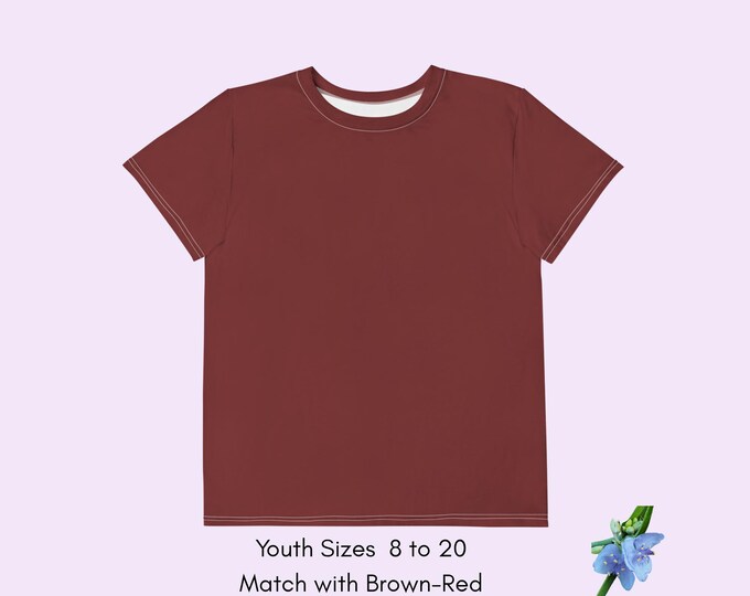 Adorable Youth Cotton Crew Neck T-Shirt in Auburn Color