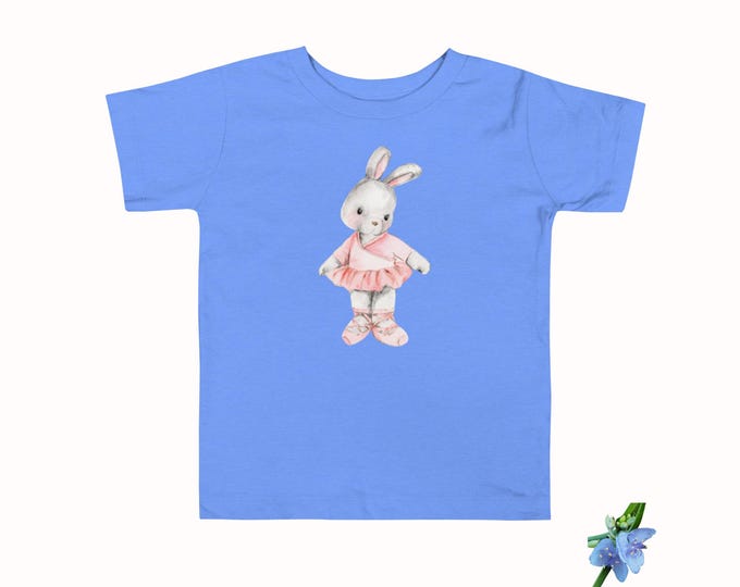Watercolor Ballerina Bunny Short Sleeve Cotton Tee - Kids' Fun Shirt