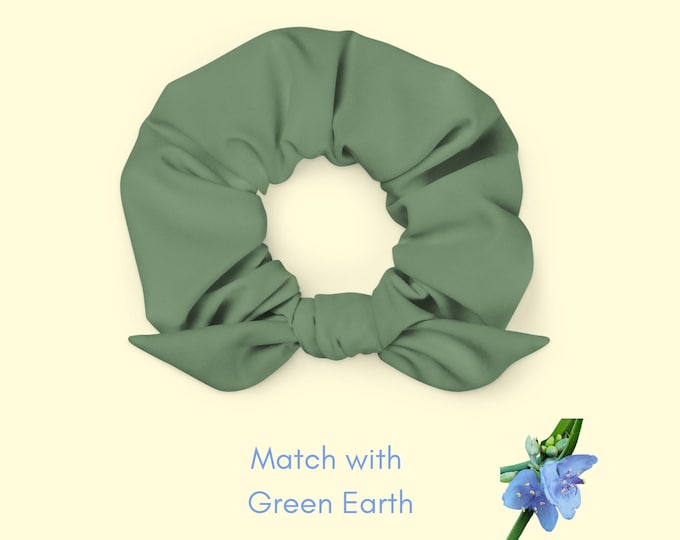 Girls Green Earth Recycled Scrunchie - Sustainable Fashion Hair Accessory