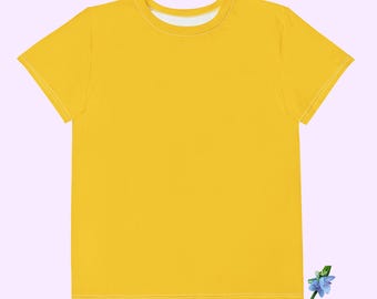 Bright Jewel Tone Yellow Youth Cotton Crew Neck Top