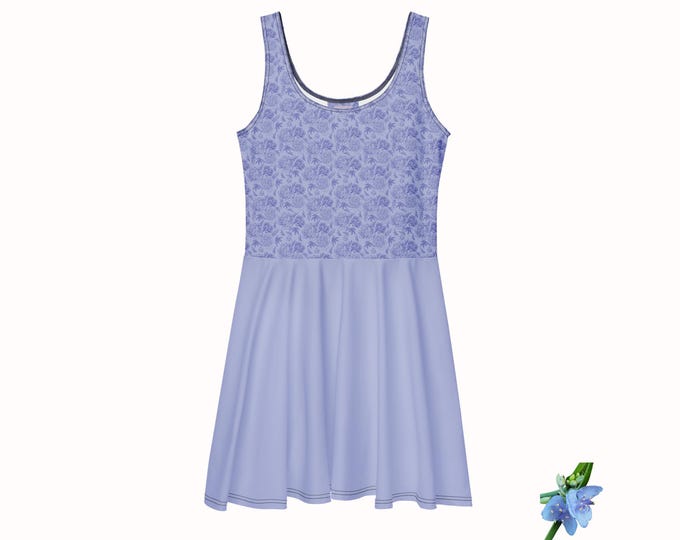 Women's Skater Dress Featuring Lace Rose Design Bodice - Perfect for Any Occasion