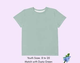 Youth cotton crew neck T-shirt Dusty green ecofriendly apparel