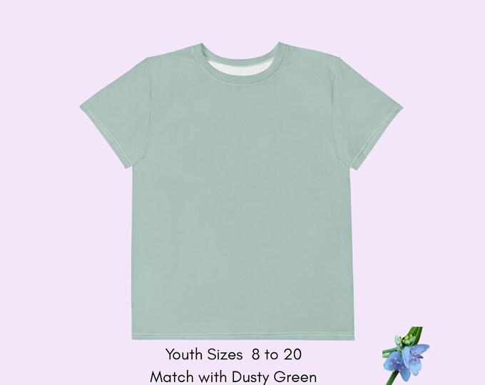 Youth cotton crew neck T-shirt Dusty green ecofriendly apparel