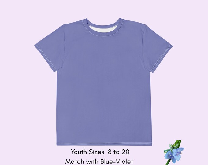 Kids' Youth Crew Neck T-Shirt in Solid Blue - Soft Cotton Style
