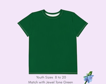 Youth cotton crew neck T-shirt Forest green