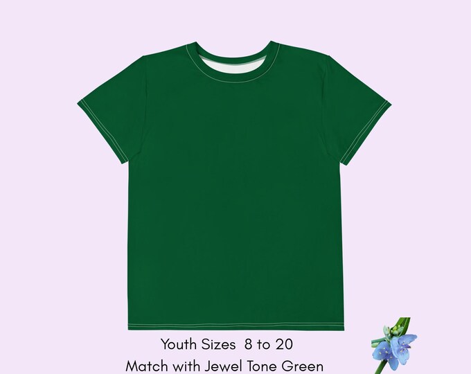 Youth cotton crew neck T-shirt Forest green