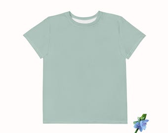 Youth cotton crew neck T-shirt Dusty green ecofriendly apparel