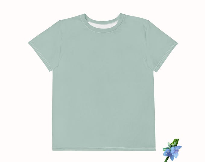 Youth cotton crew neck T-shirt Dusty green ecofriendly apparel